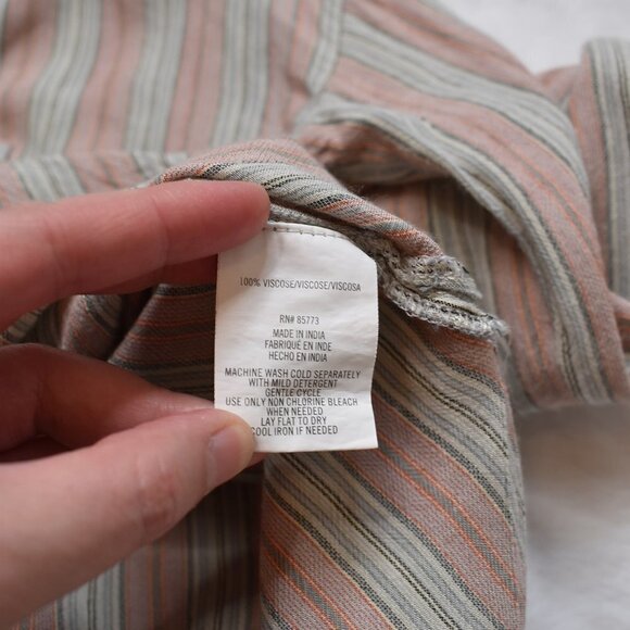 Oneill Sz S Davis Woven Long Sleeve Button Down Top Blouse Striped Boho Beachy - Picture 12 of 16